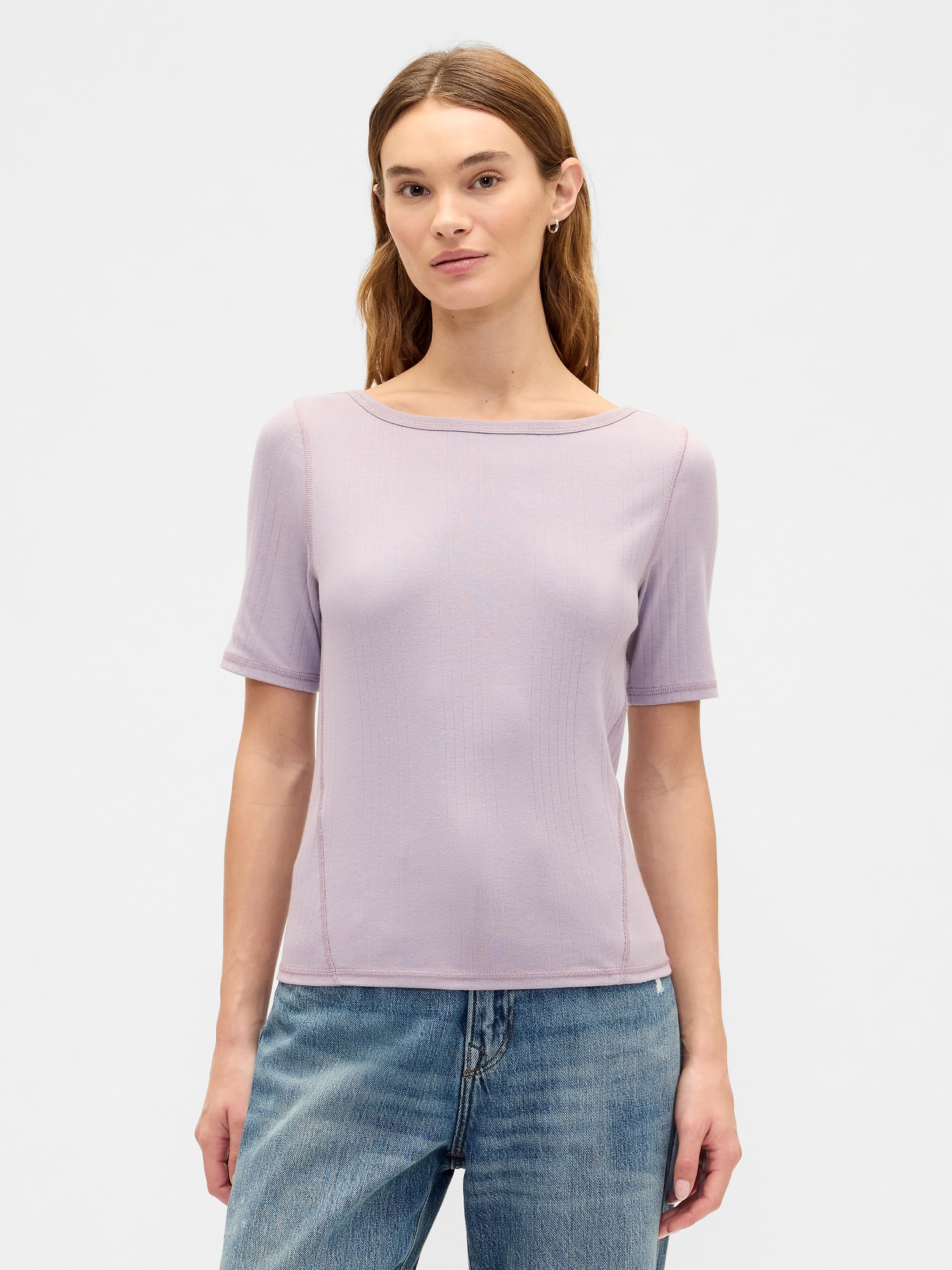 Modern Ribbed Boatneck T-Shirt