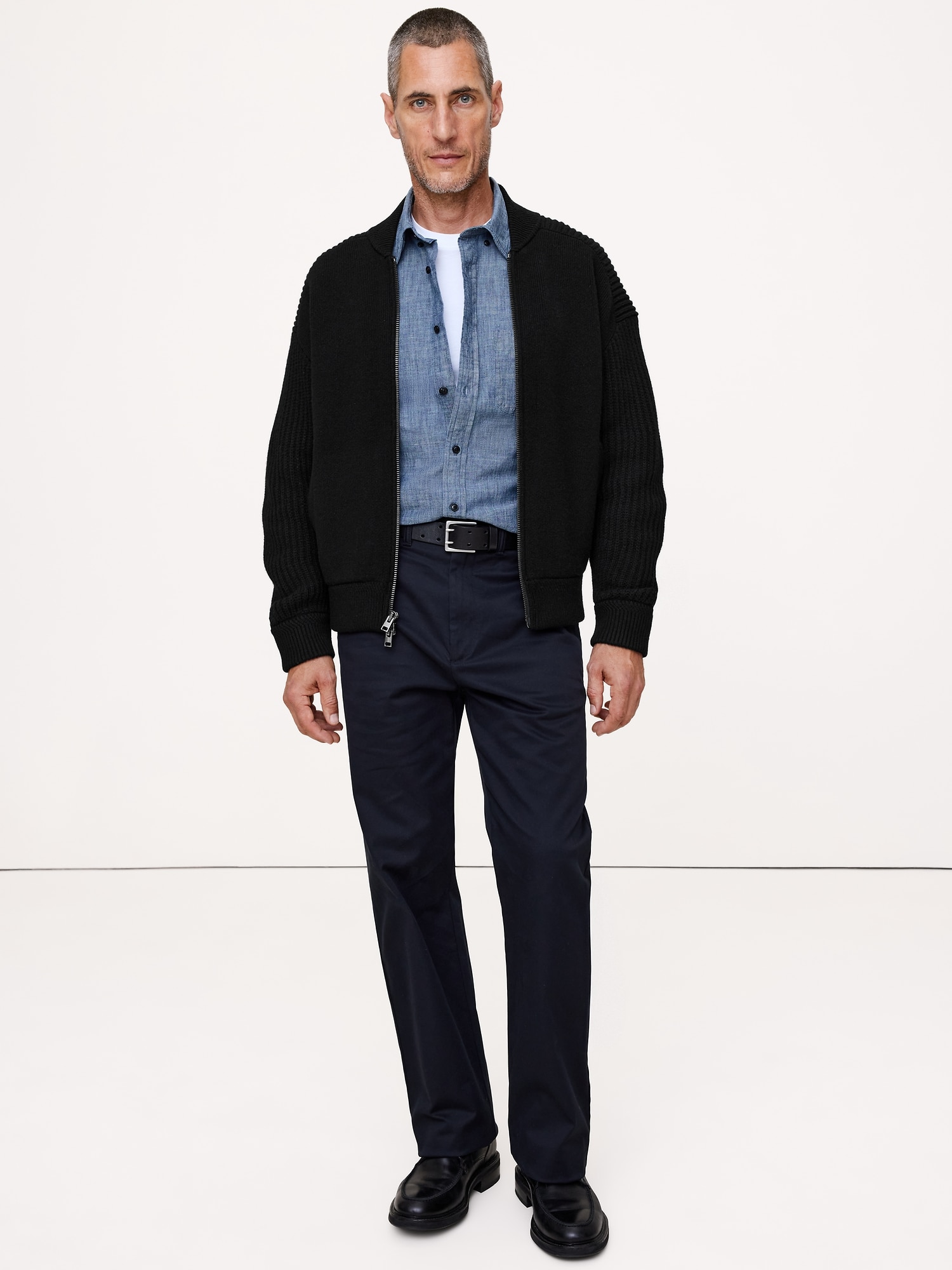 BLOUSON D'AVIATEUR EN MÉLANGE DE LAINE MÉRINOS