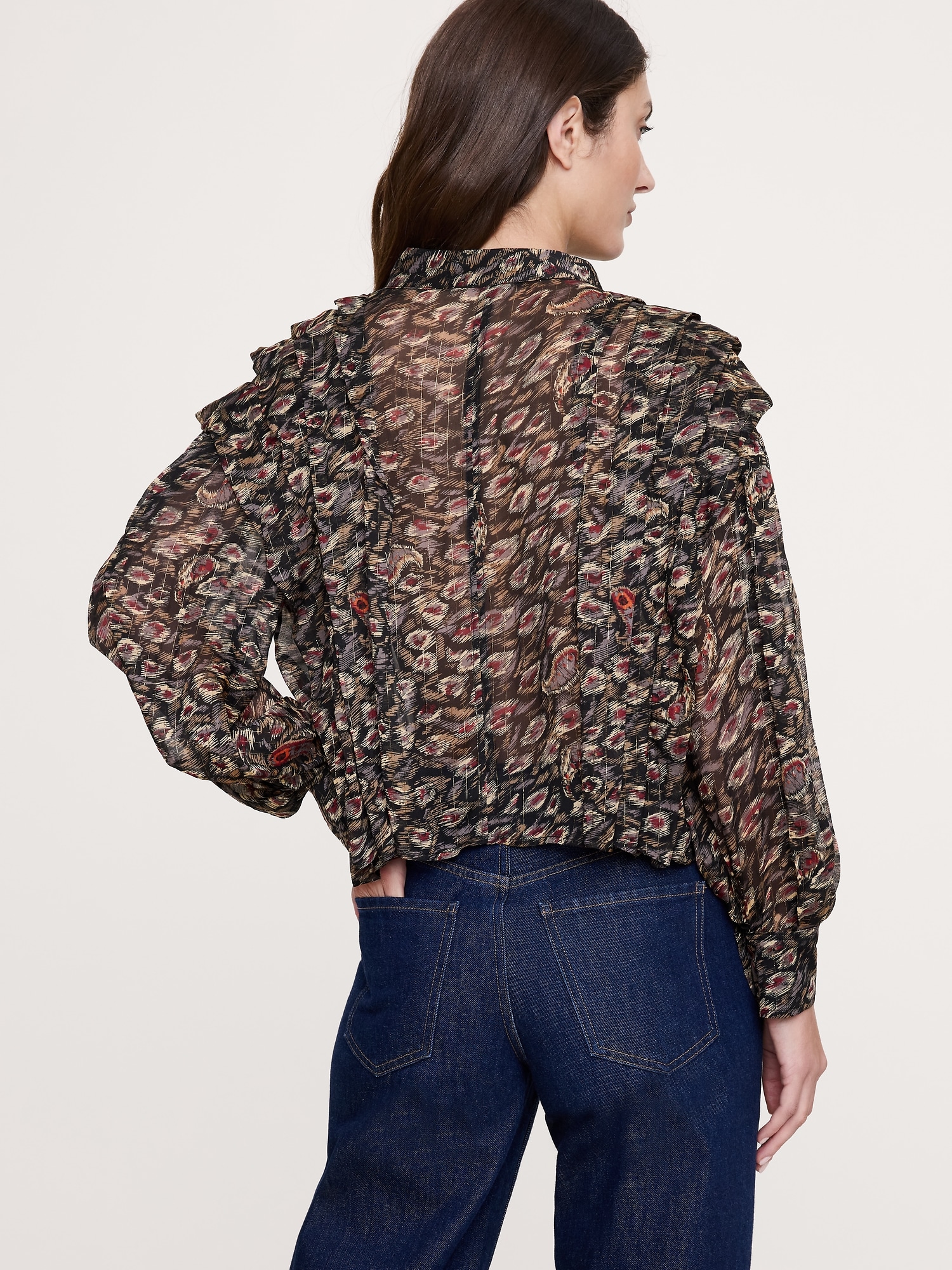 シアー プリーツ ショルダー トップス-2 シアー プリーツ ショルダー トップス-2