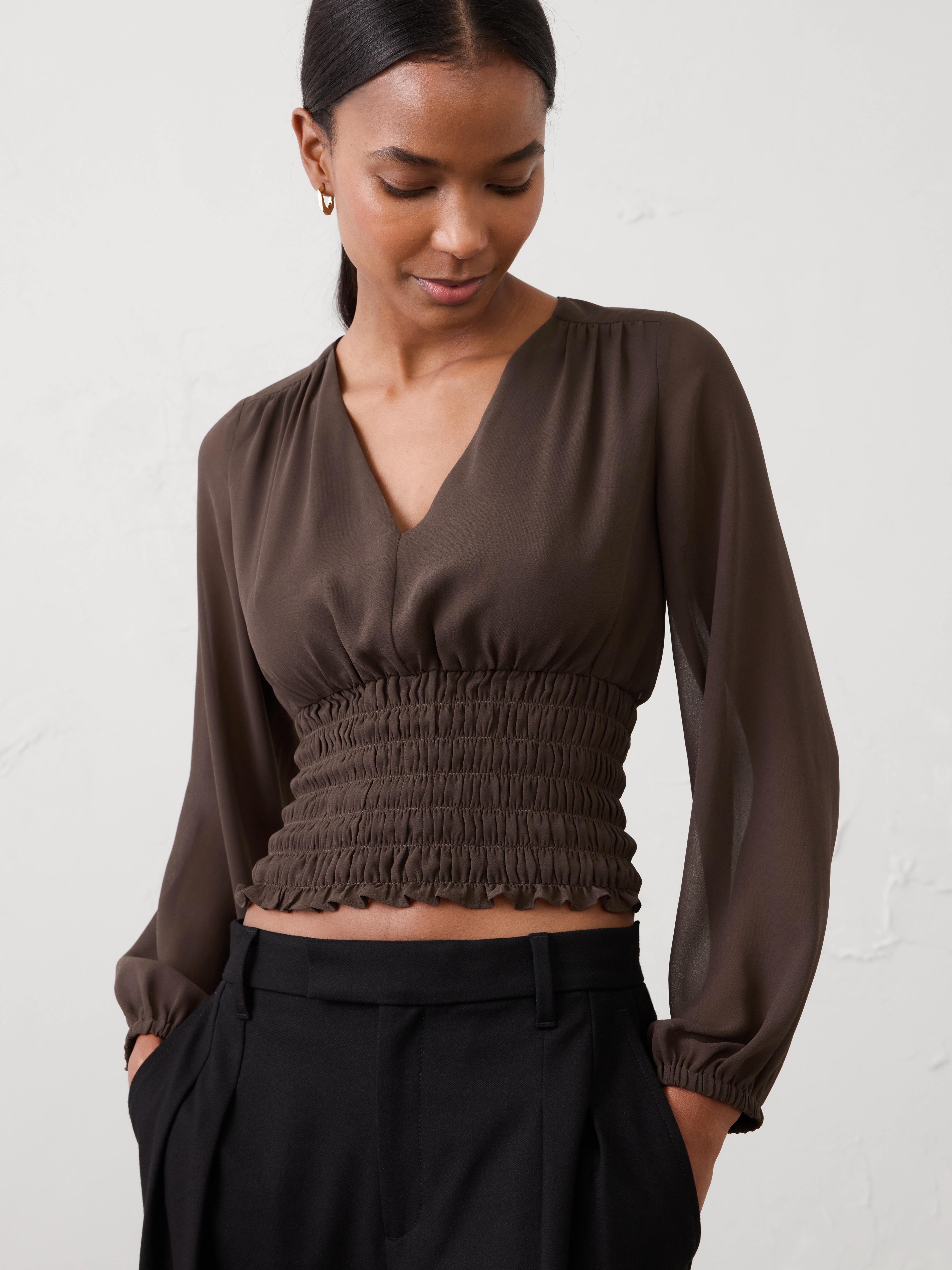 Ruched V-Neck Top | Banana Republic Factory