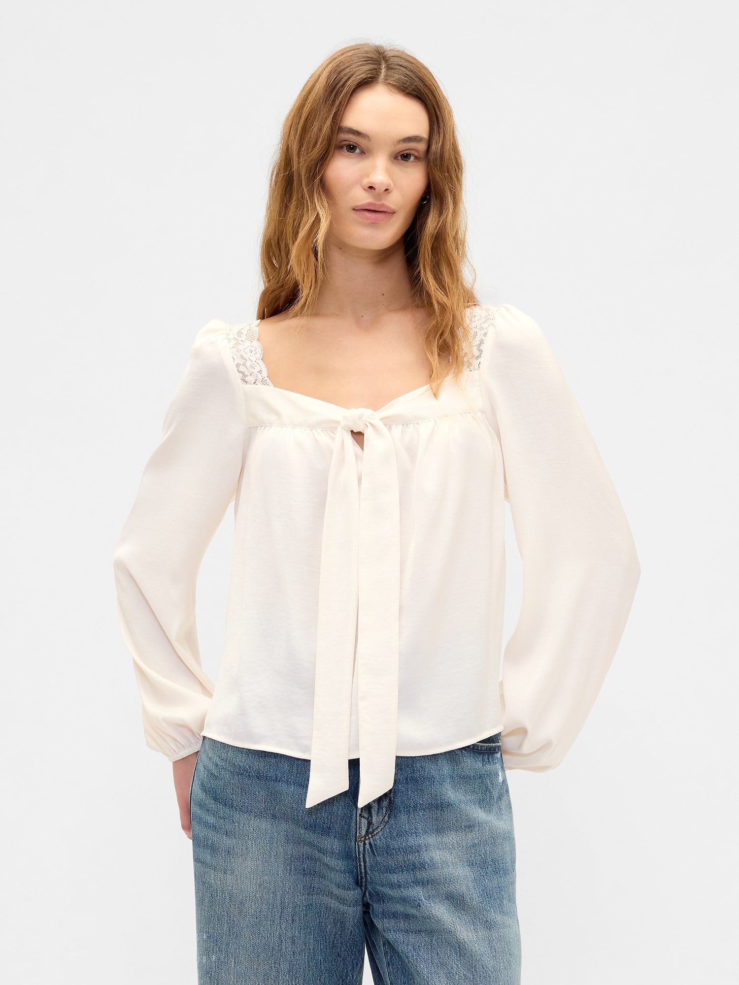 Oversized Lace-Trim Top