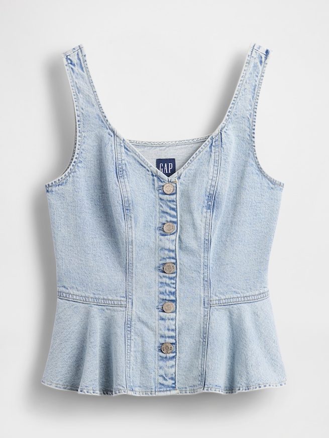 デニム ぺプラム クロップド タンクトップ-5