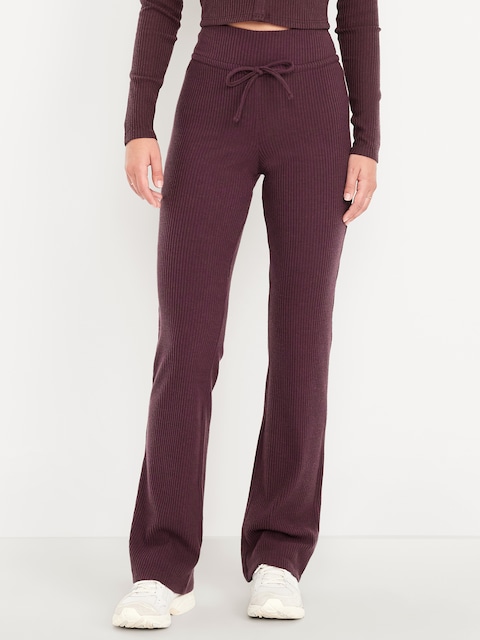 Extra High Waisted Sweater Ribbed Flare Pant