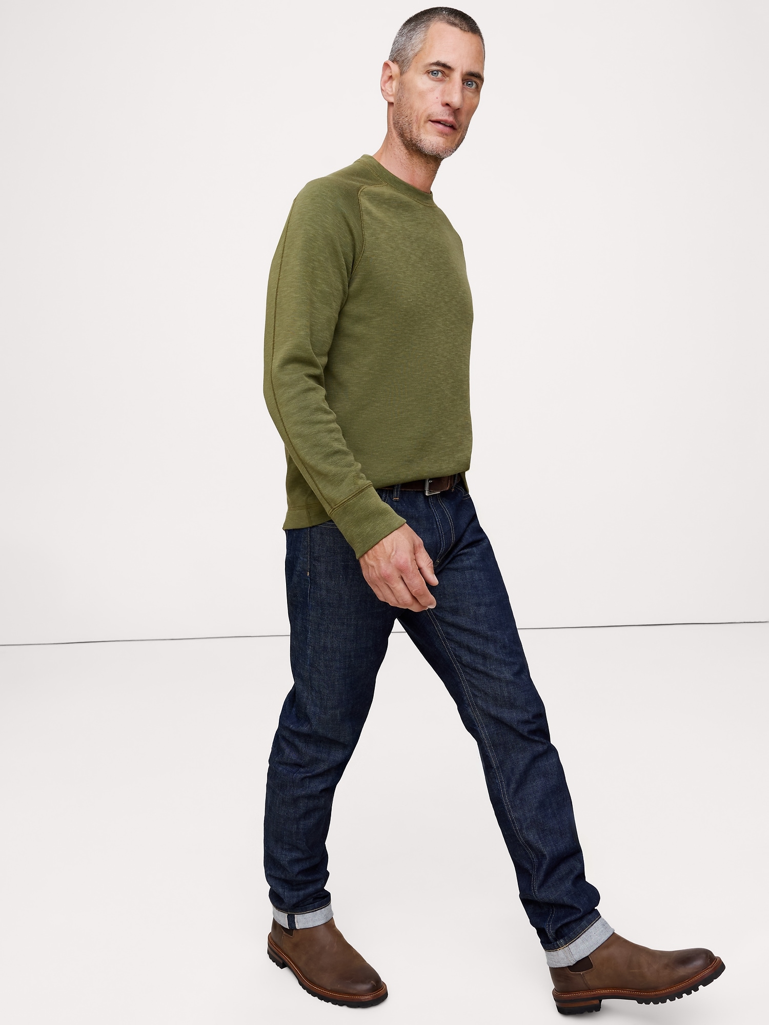 T-SHIRT RAS DU COU EN TRICOT DOUBLE DE FIL FLAMMÉ