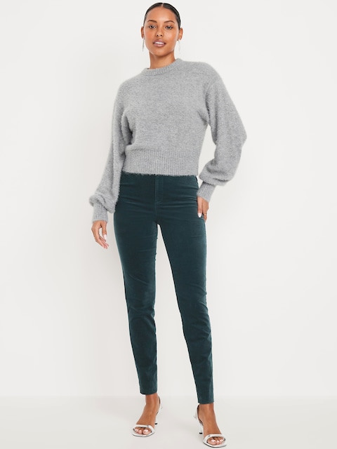 PANTALON PIXIE AJUSTÉ EN VELOURS À TAILLE HAUTE LONGUEUR CHEVILLE