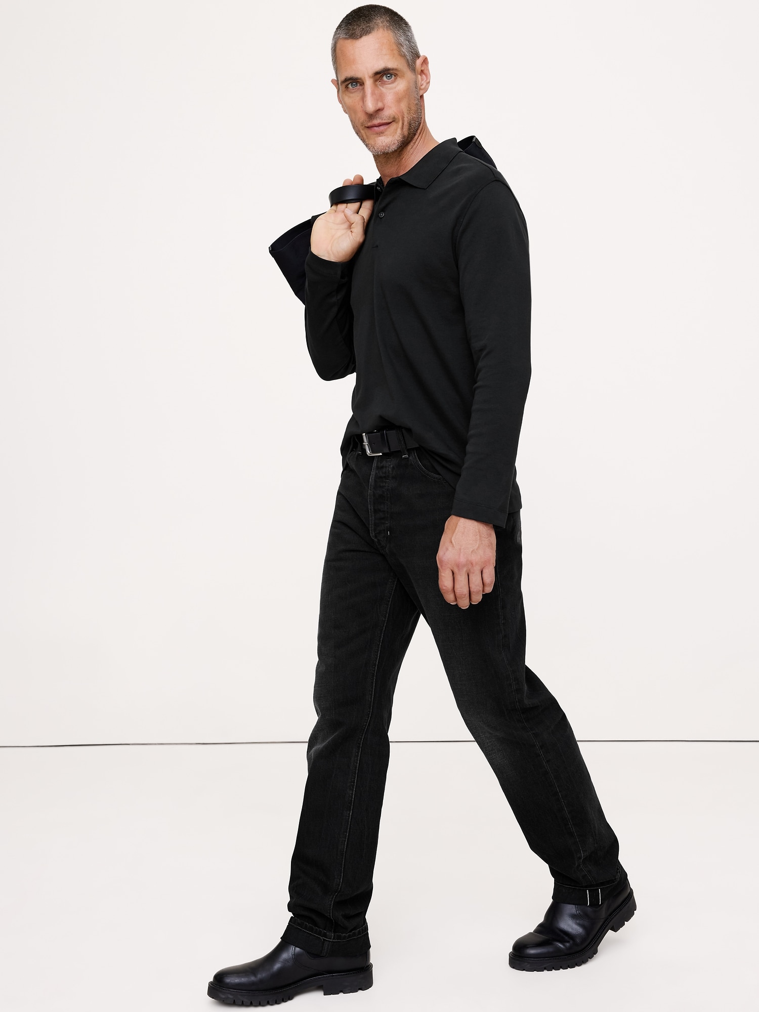 Luxury-Touch ロングスリーブ ポロシャツ-0