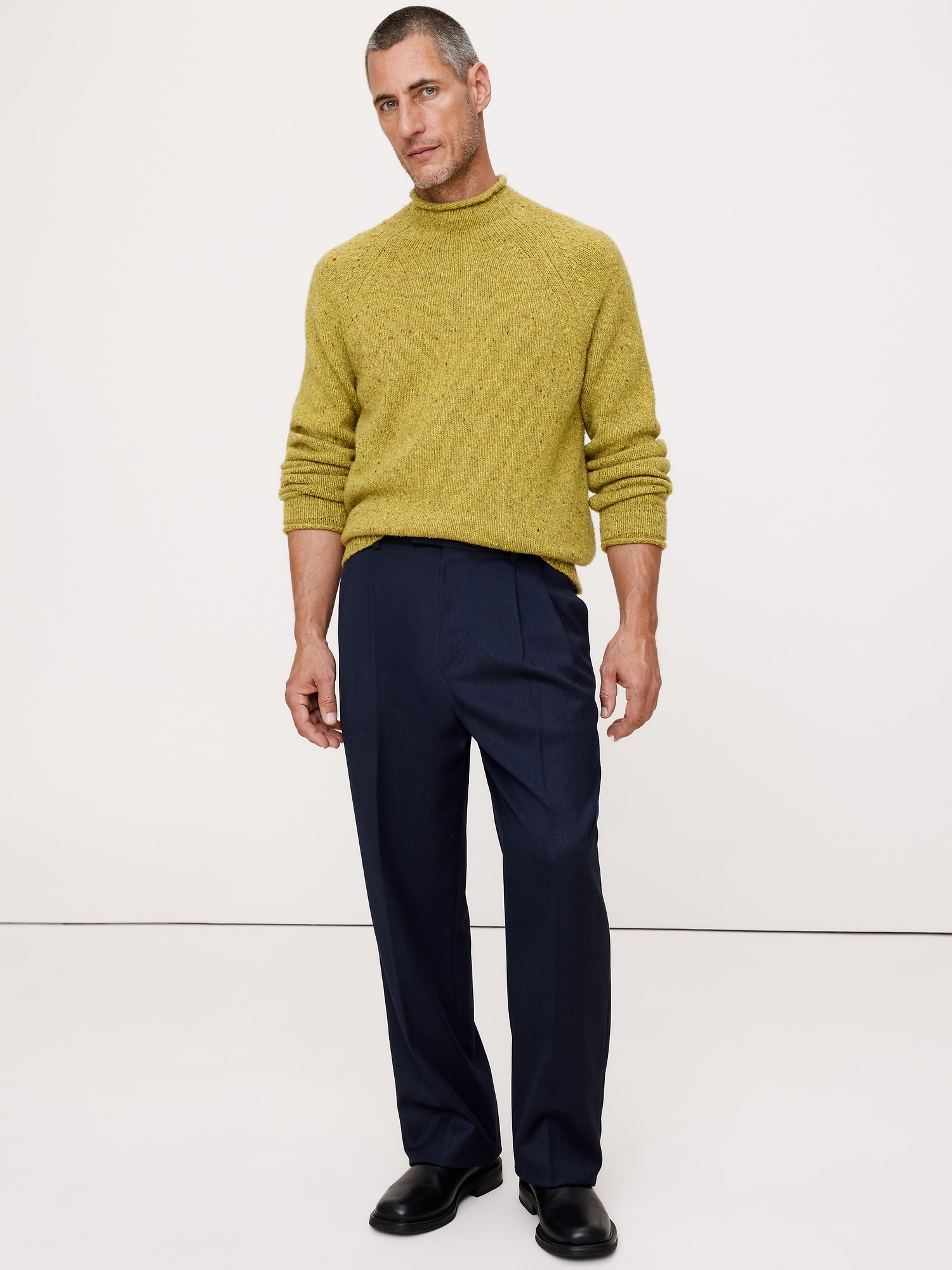 Straight Pleated Twill Dress Pant