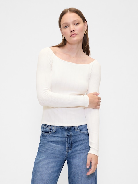 Ribbed Boatneck Top
