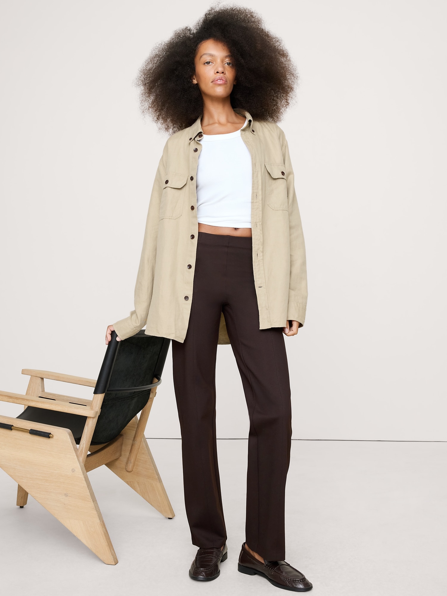 PANTALON DROIT TOUT-ALLER EN TRICOT POINT DE ROME LONGUEUR CHEVILLE