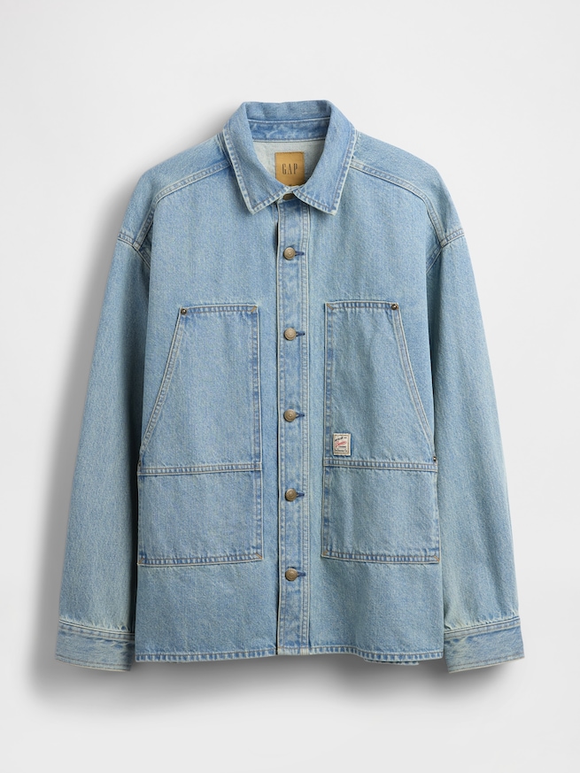 デニム オーバーサイズ ユーティリティ シャツジャケット-4