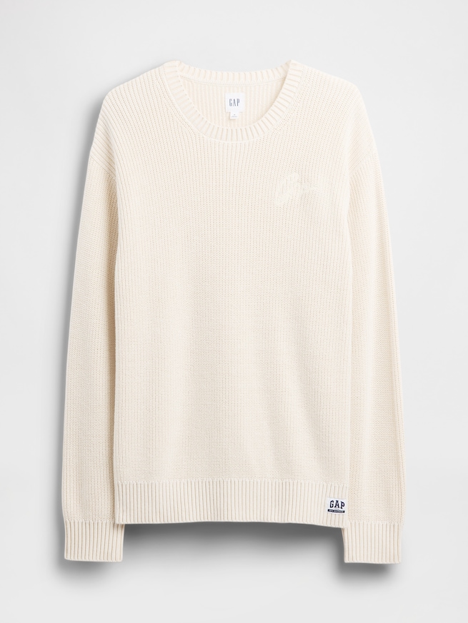 リラックスフィット リブ クルーネックセーター-4