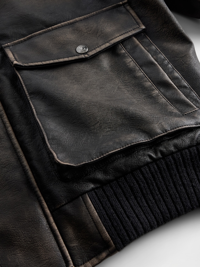 リサイクル ヴィーガンレザー ボンバージャケット-3