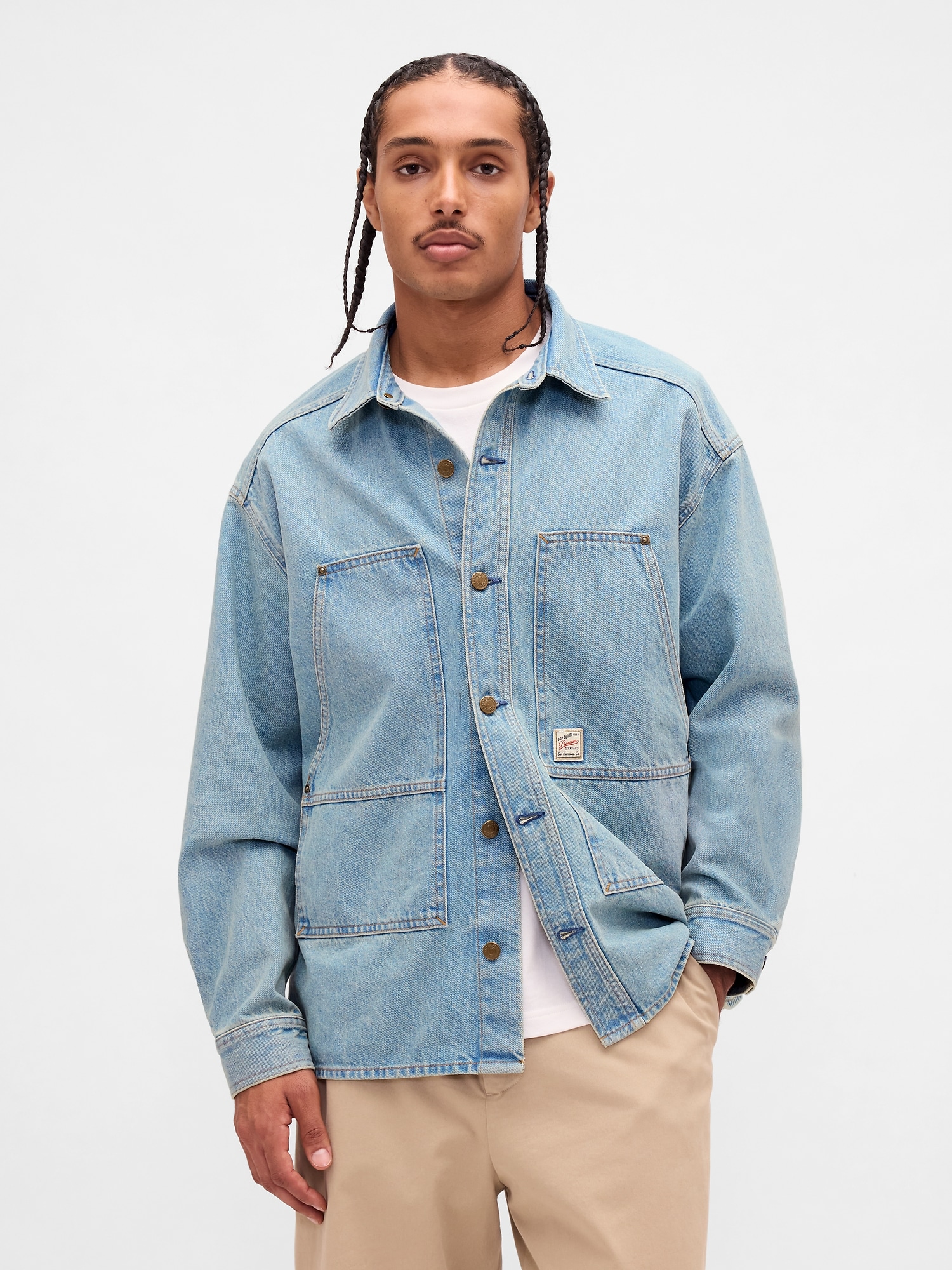 デニム オーバーサイズ ユーティリティ シャツジャケット-0