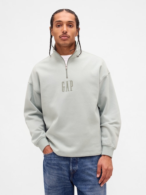 ヴィンテージソフト オーバーサイズ GAPロゴ ハーフジップ プルオーバー