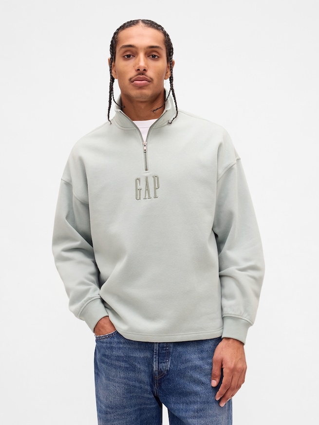 ヴィンテージソフト オーバーサイズ GAPロゴ ハーフジップ プルオーバー-0