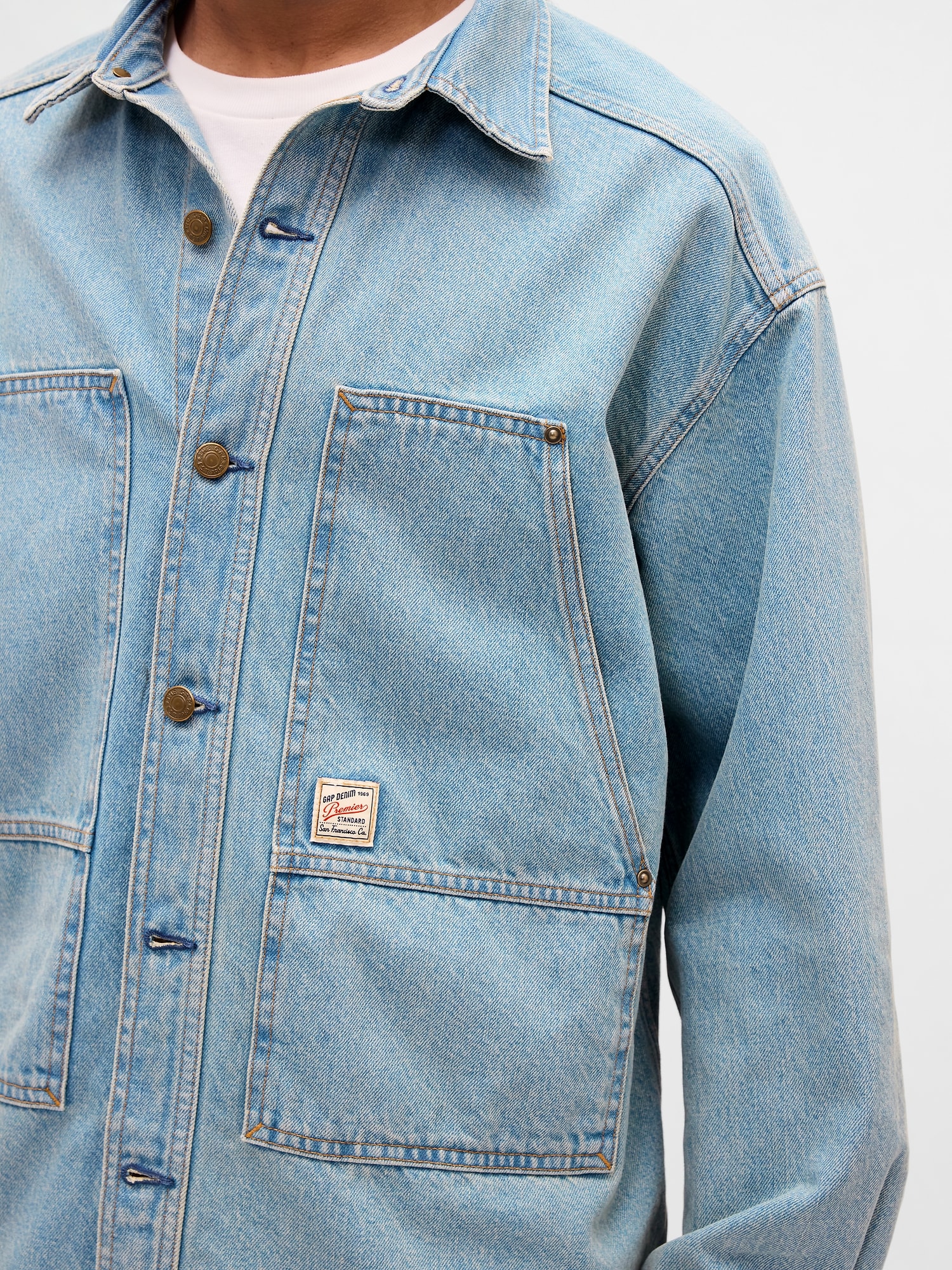 デニム オーバーサイズ ユーティリティ シャツジャケット-3