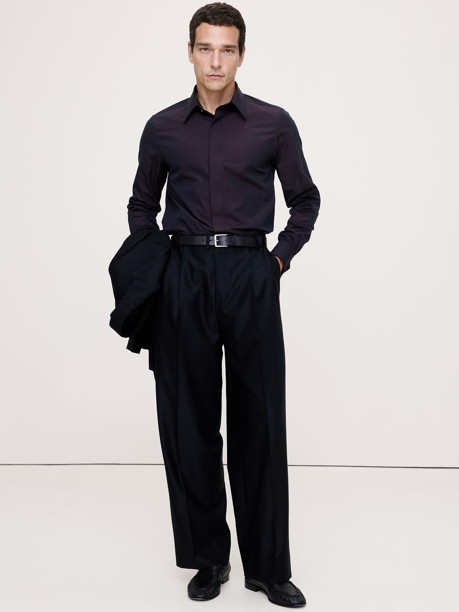 CHEMISE SMOKING AJUSTÉE EN POPELINE DE COTON