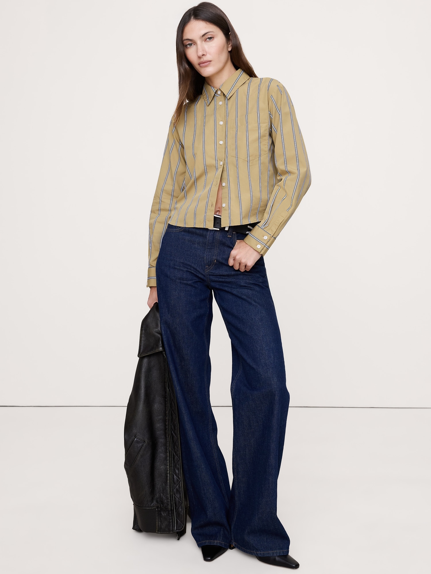 CHEMISIER EN POPELINE DE COTON À VOLANTS AU DOS