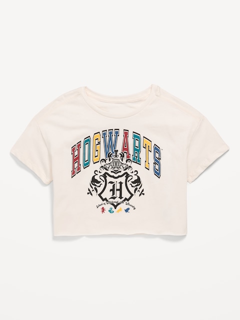 Hogwarts™ Graphic Raw-Edge Cropped T-Shirt for Girls