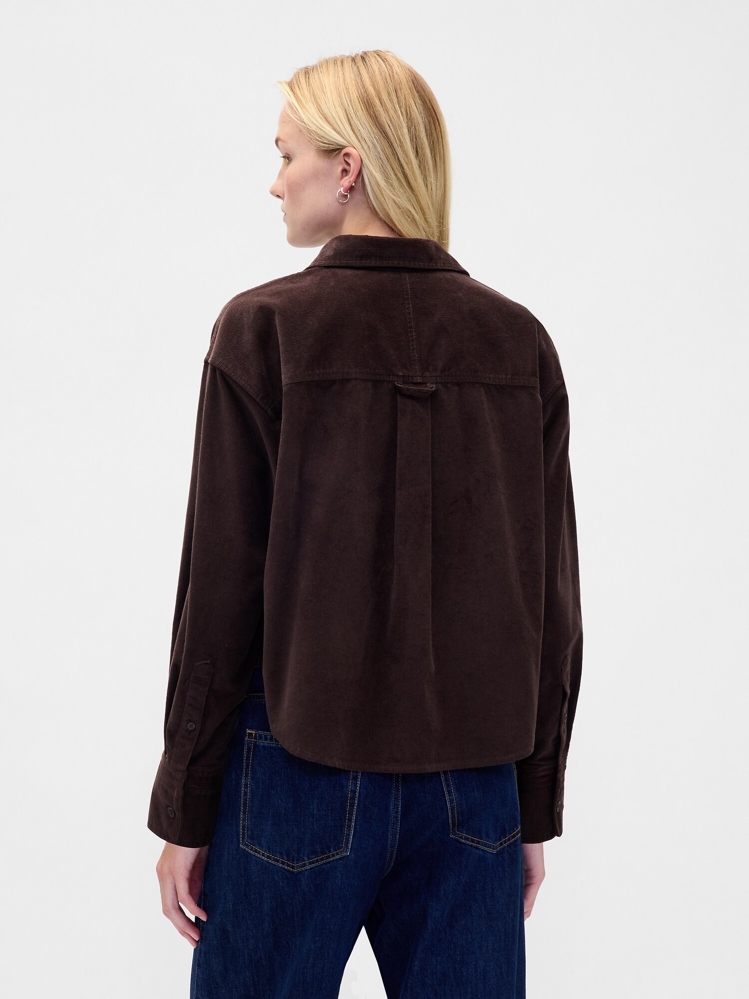 コーデュロイ ストレートヘム クロップドシャツ-2