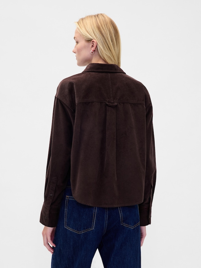 コーデュロイ ストレートヘム クロップドシャツ-2