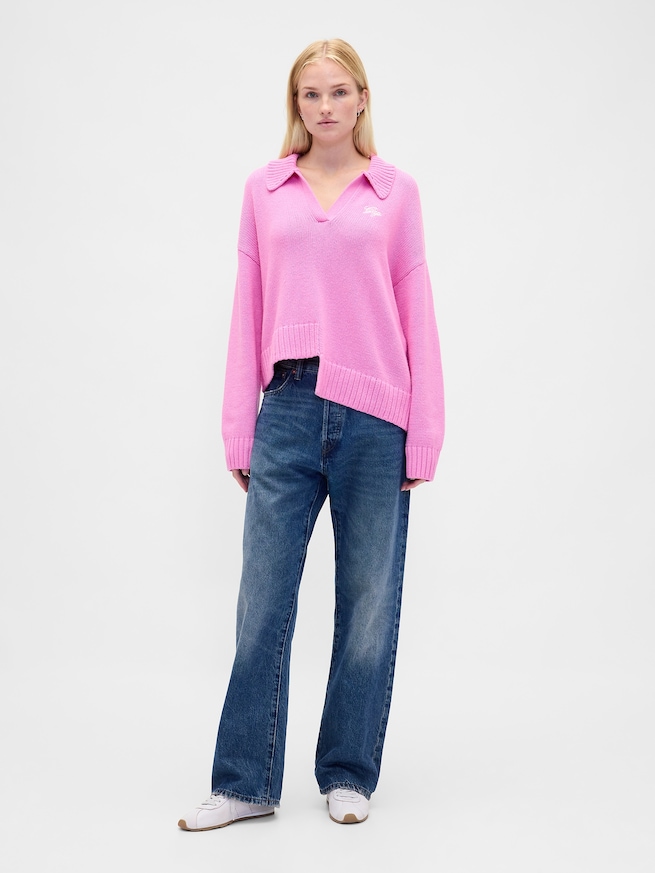 アシンメトリー GAPロゴ セーター-1