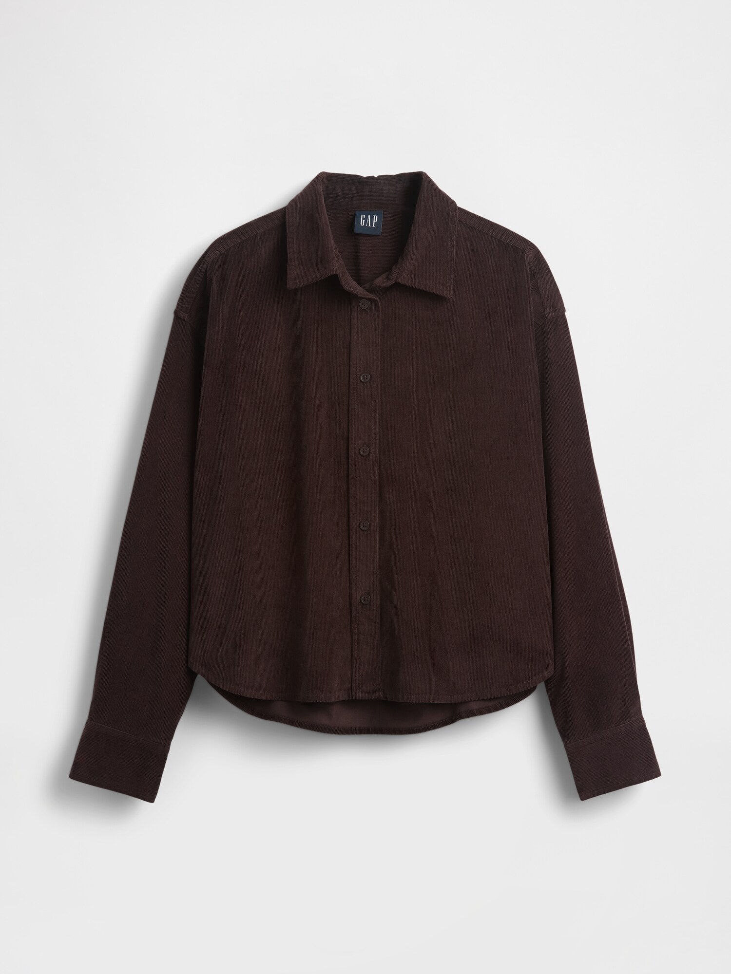 コーデュロイ ストレートヘム クロップドシャツ-5