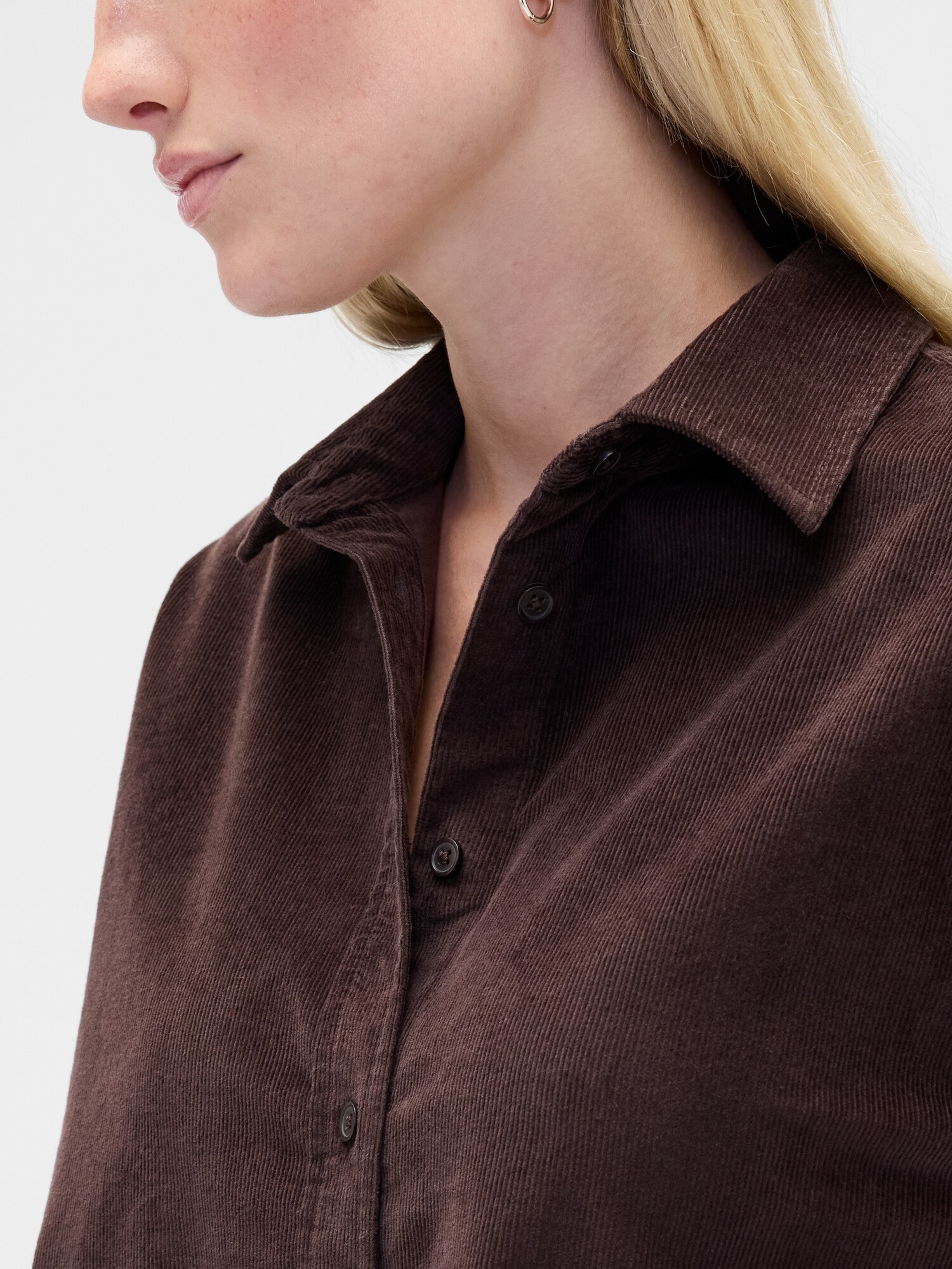 コーデュロイ ストレートヘム クロップドシャツ-4