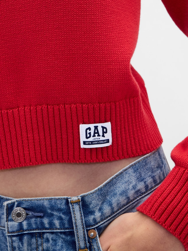 リラックスフィット クロップド クルーネックセーター-4