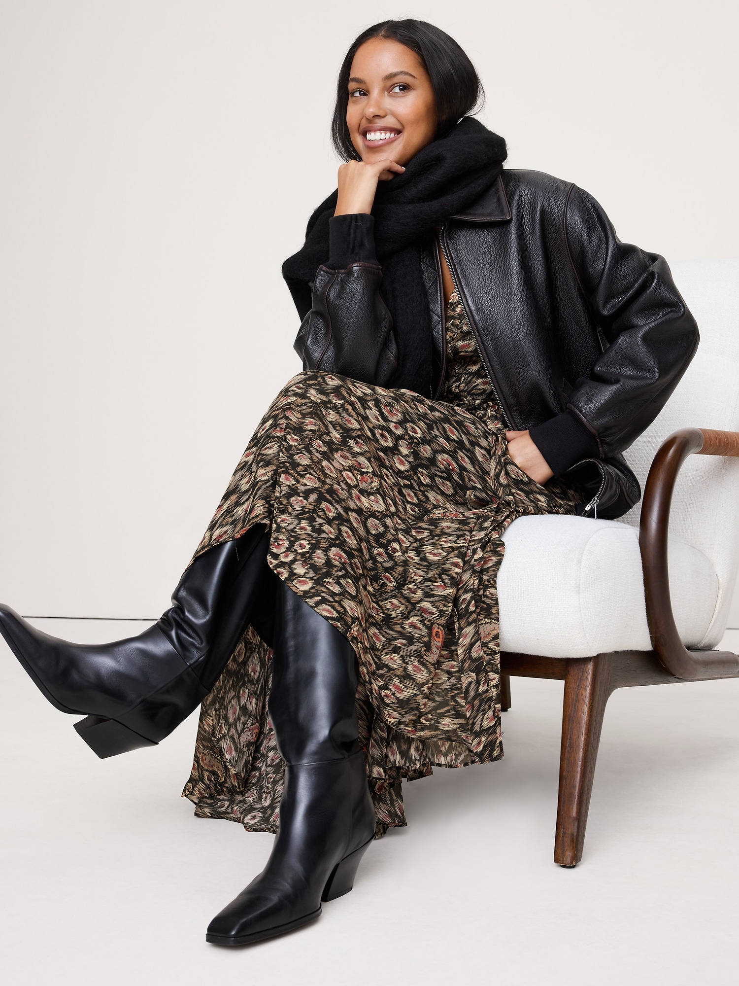 ジョーゼット パフスリーブ マキシドレス-4 ジョーゼット パフスリーブ マキシドレス-4