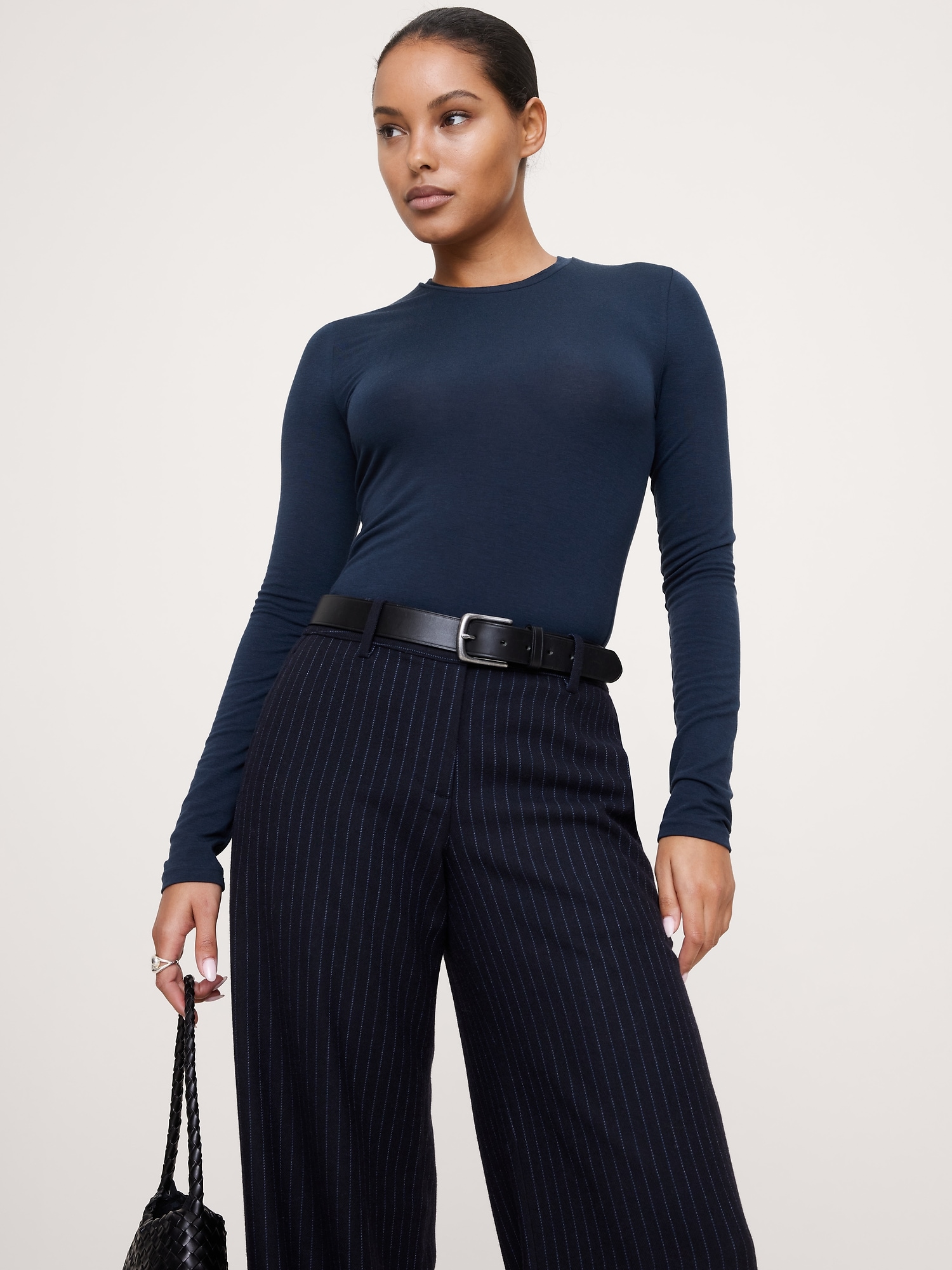 リュクス ウールブレンド クルーネックTシャツ-0