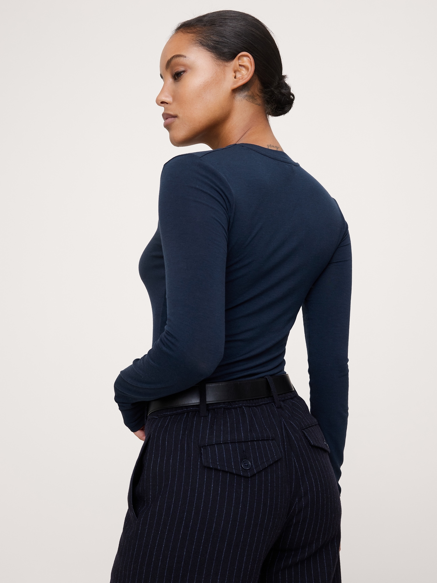 リュクス ウールブレンド クルーネックTシャツ-1