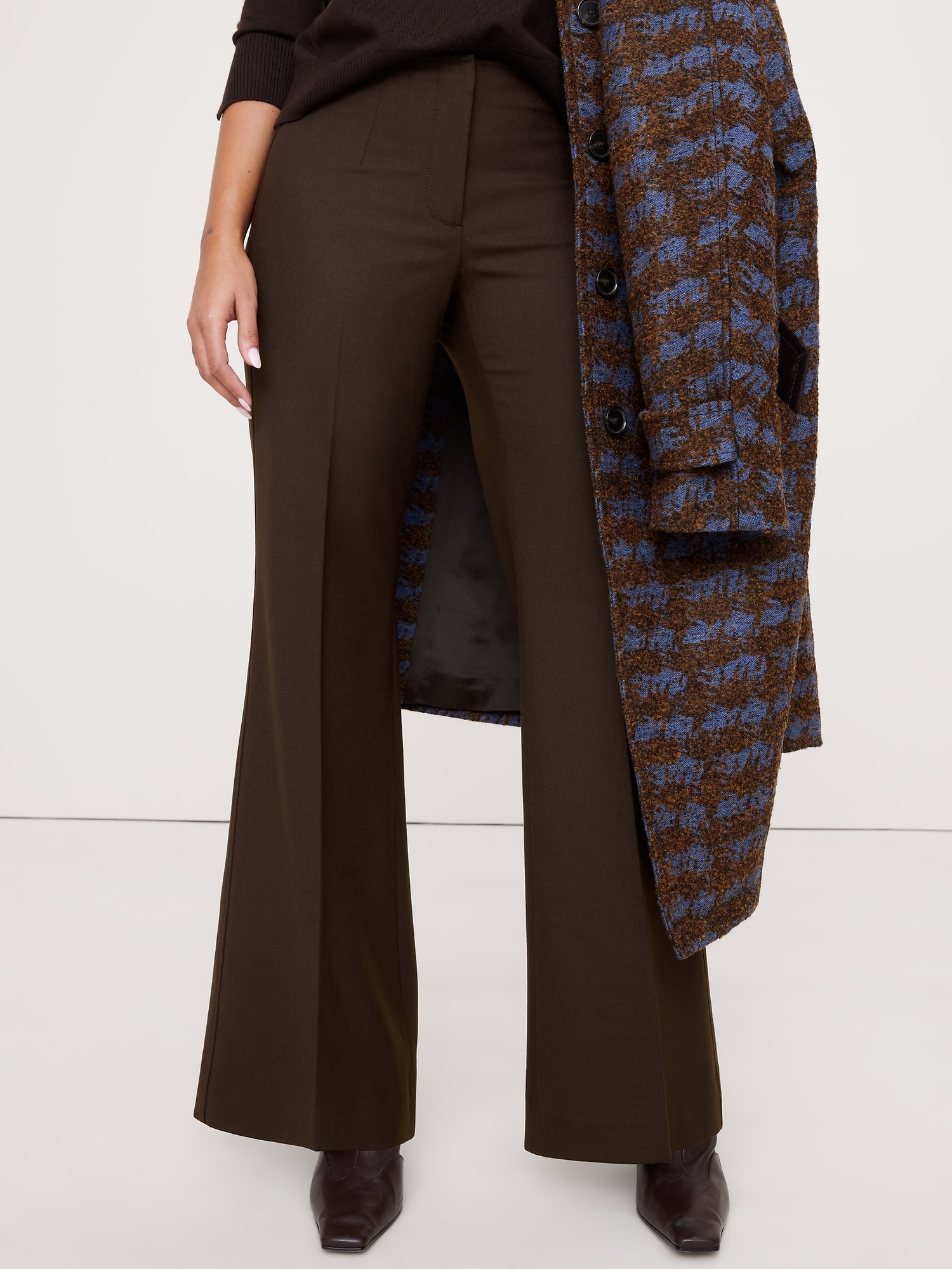 ミッドライズ フレア ストレッチ ウールブレンドパンツ-3 ミッドライズ フレア ストレッチ ウールブレンドパンツ-3