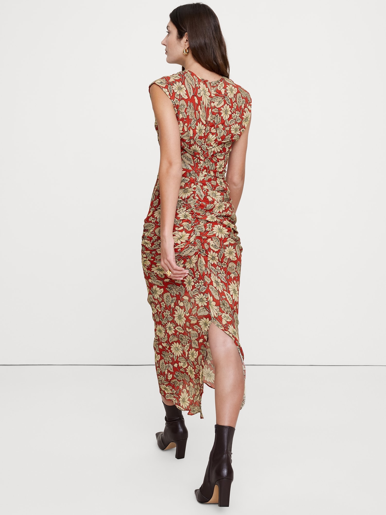 アシンメトリー ルーシュ ミディドレス-1 アシンメトリー ルーシュ ミディドレス-1