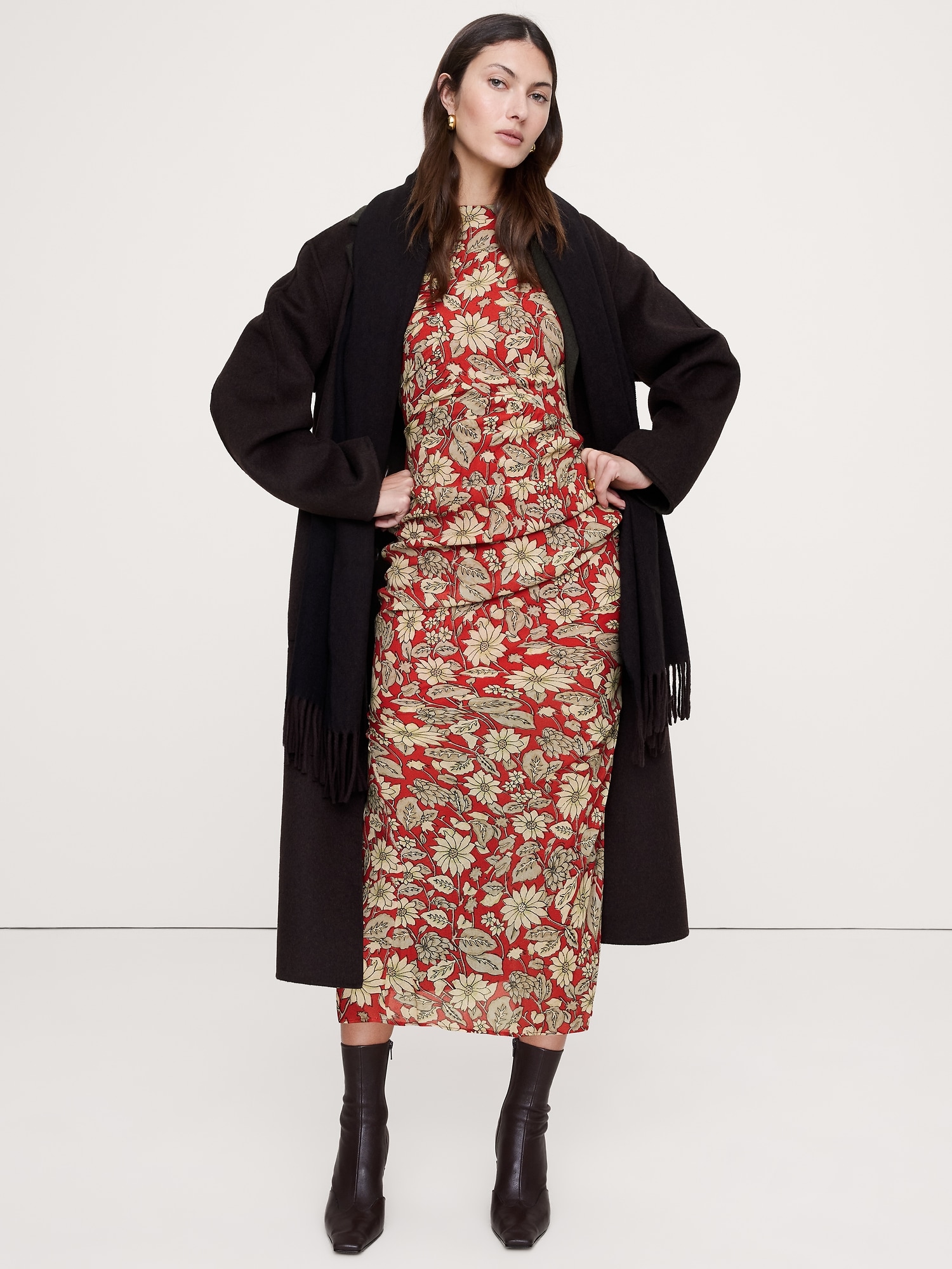 アシンメトリー ルーシュ ミディドレス-2 アシンメトリー ルーシュ ミディドレス-2