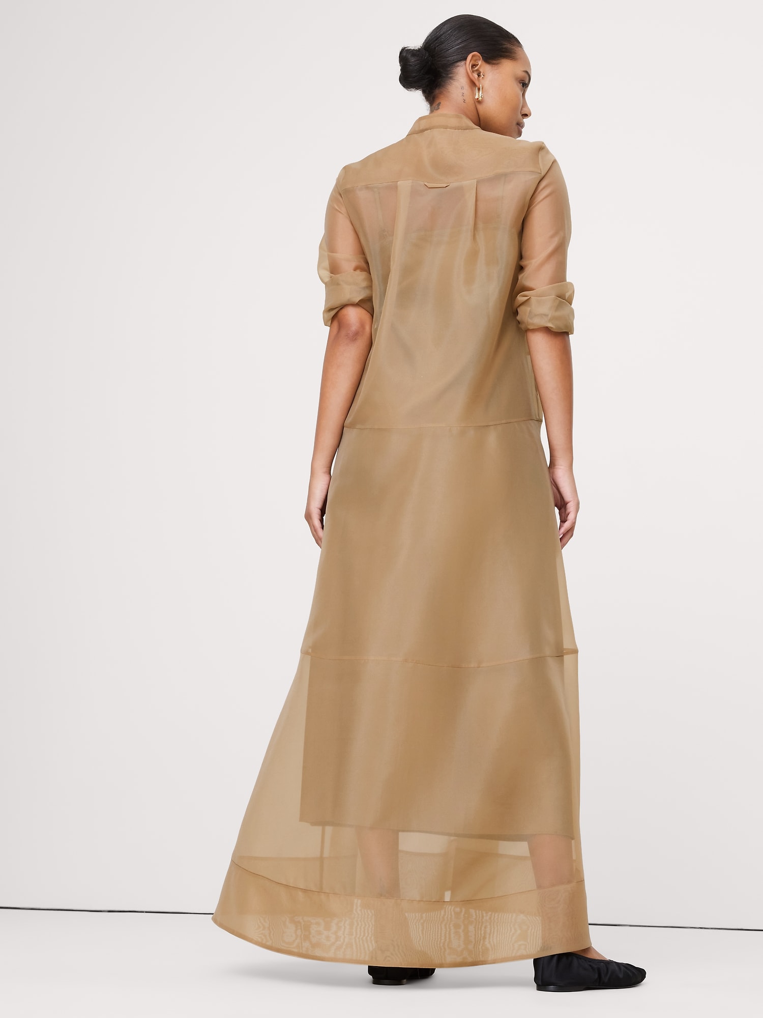 オーガンザ マキシ シャツドレス-2 オーガンザ マキシ シャツドレス-2