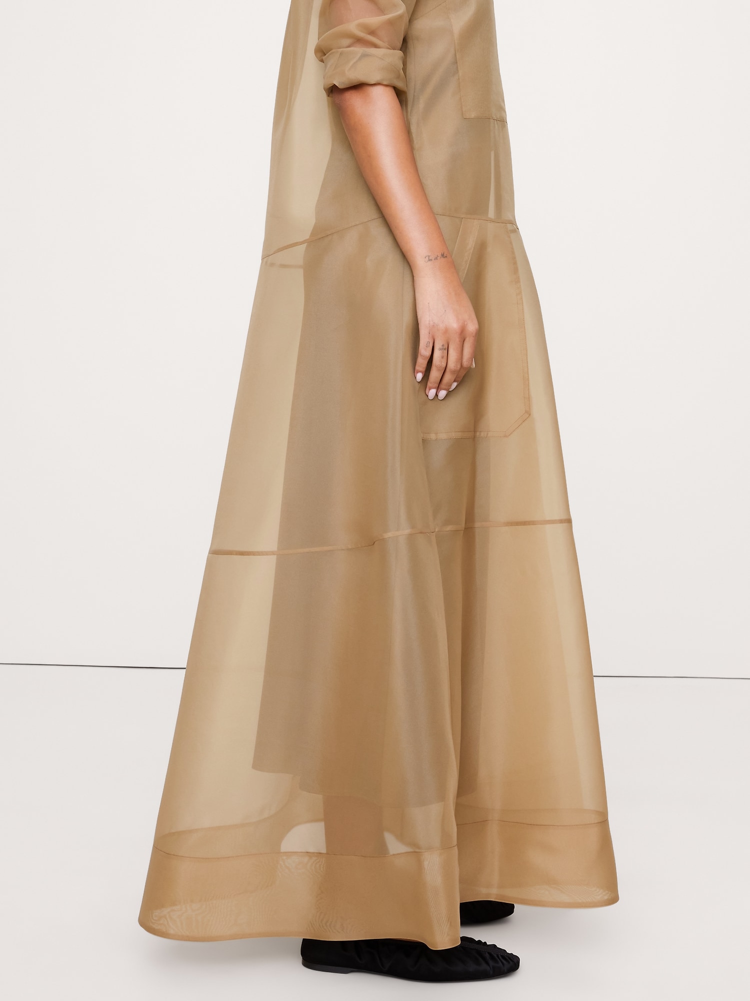 オーガンザ マキシ シャツドレス-3 オーガンザ マキシ シャツドレス-3