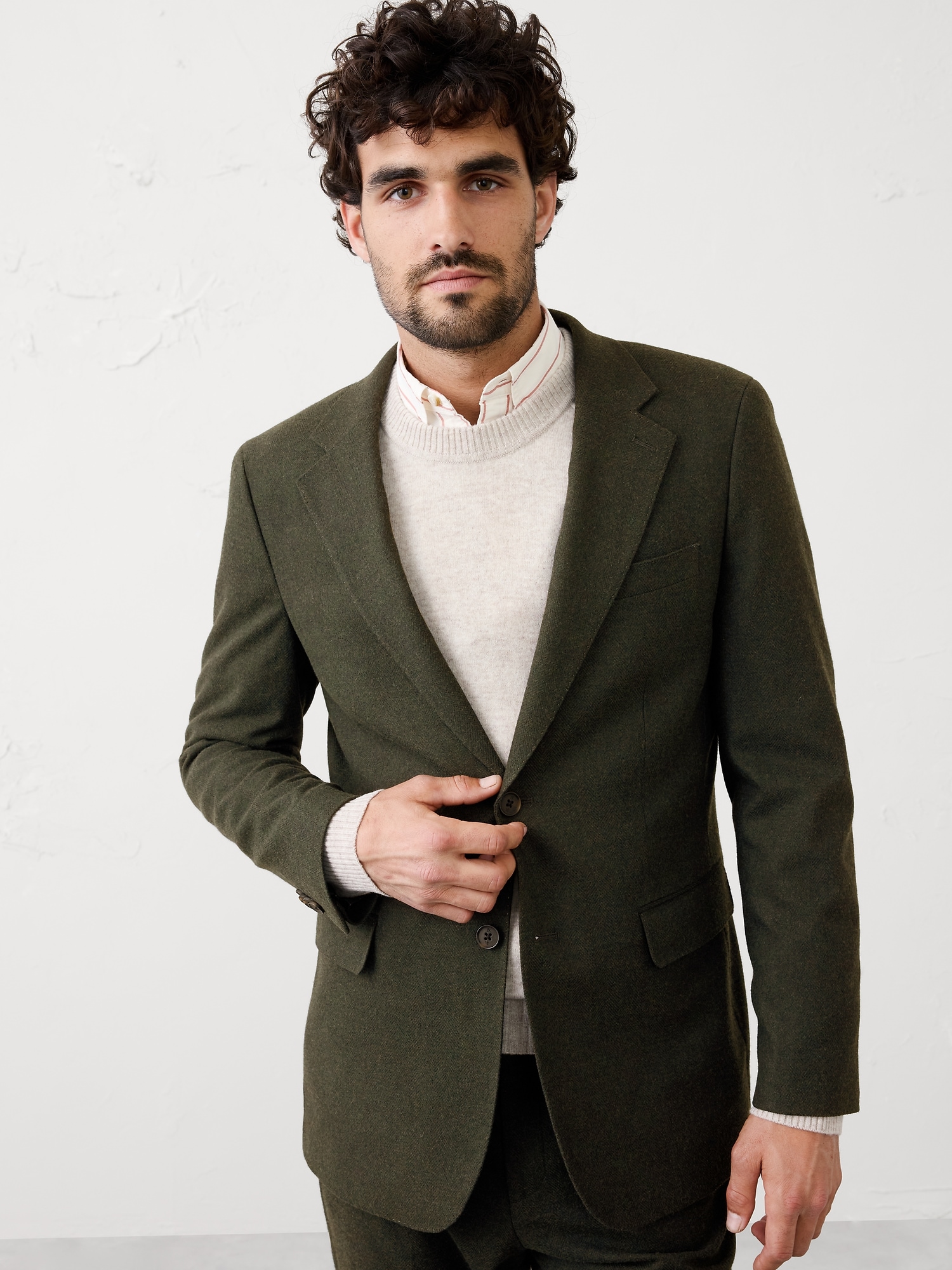Flannel Herringbone Suit Jacket