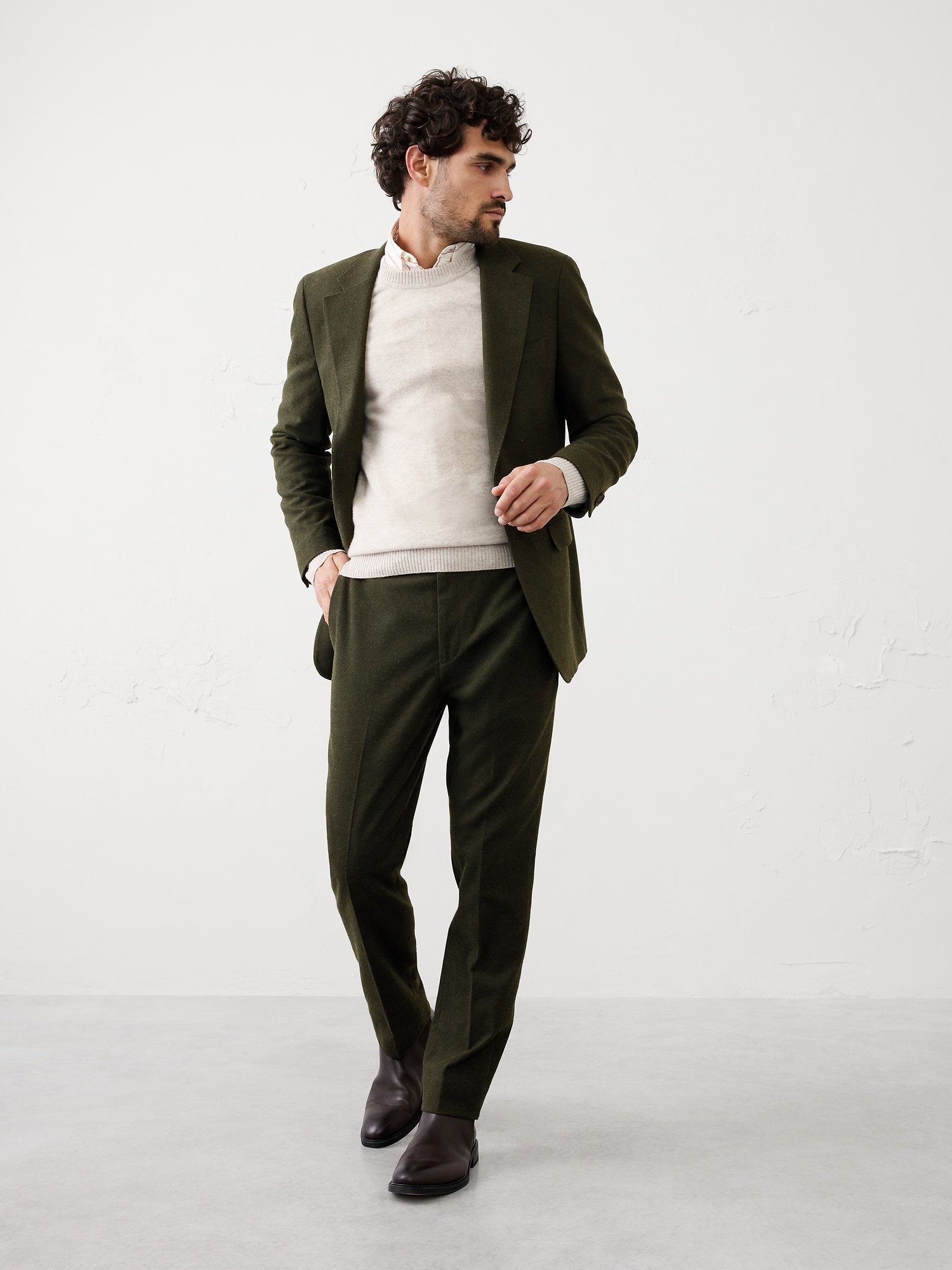 Flannel Herringbone Suit Trouser