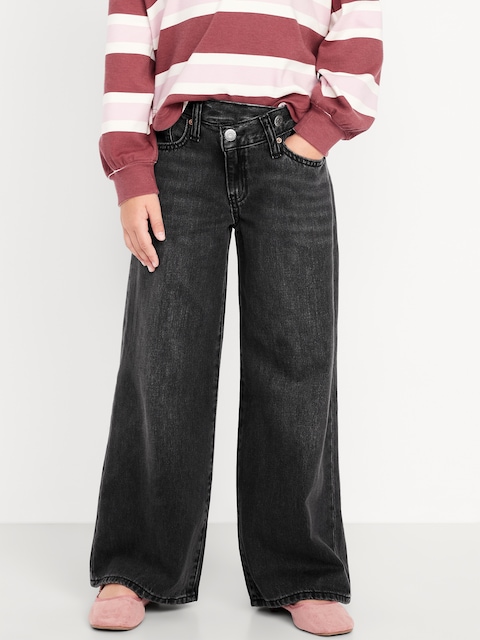 Super Baggy Wide-Leg Crossover Jeans for Girls
