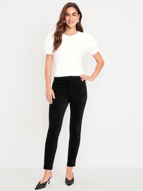 High-Waisted Velvet Pixie Skinny Ankle Pants
