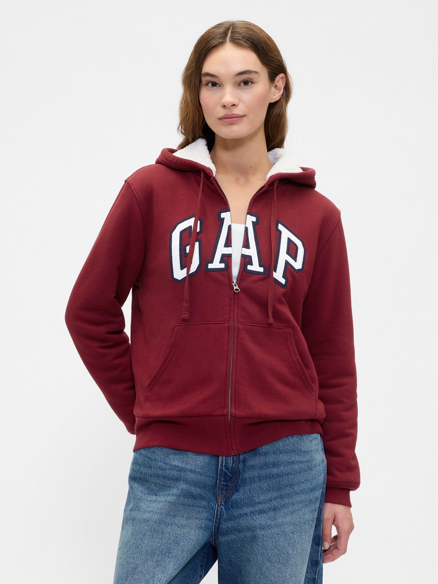 まぁ 様専用　GAP　裏地ボア　ジップアップ　中綿入りナイロンコート・パーカー Gap公式オンラインストア | リラックスフィット GAPロゴ 裏ボア ジップ