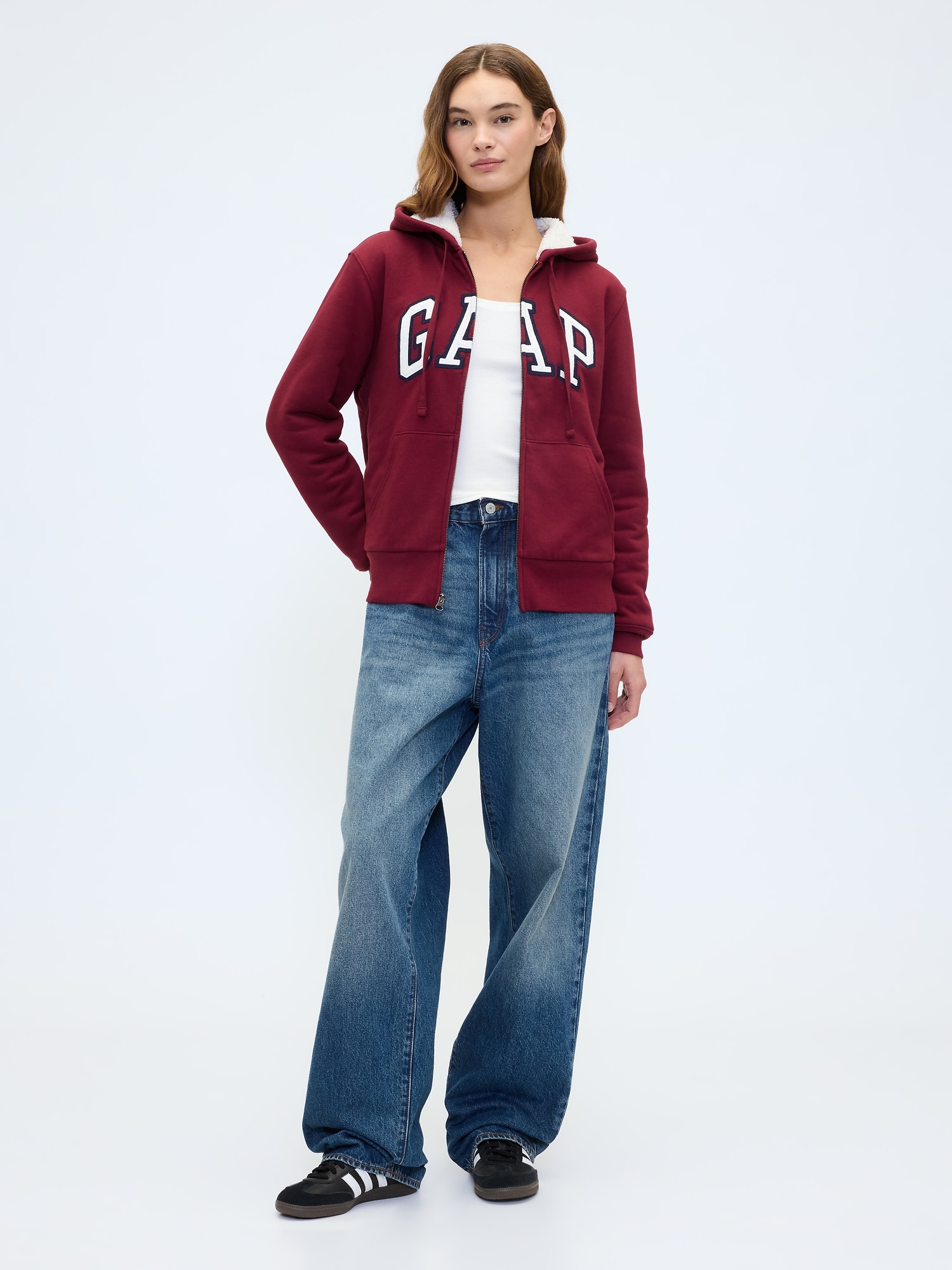Gap公式オンラインストア | リラックスフィット GAPロゴ 裏ボア ジップ