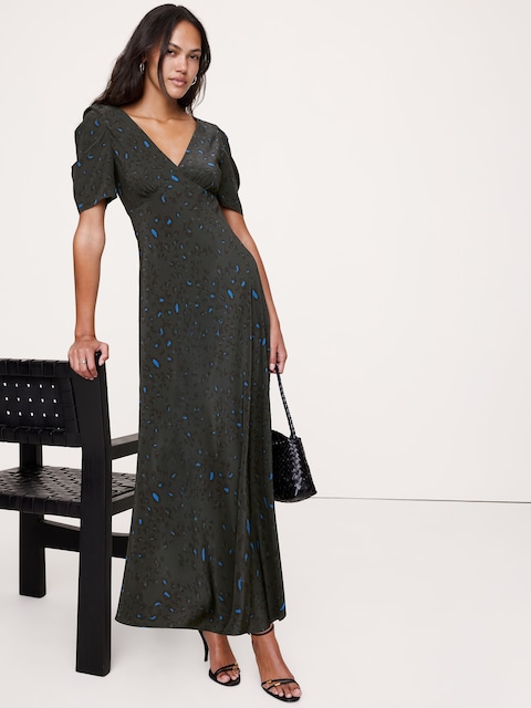 ROBE LONGUE EN SOIE MATE