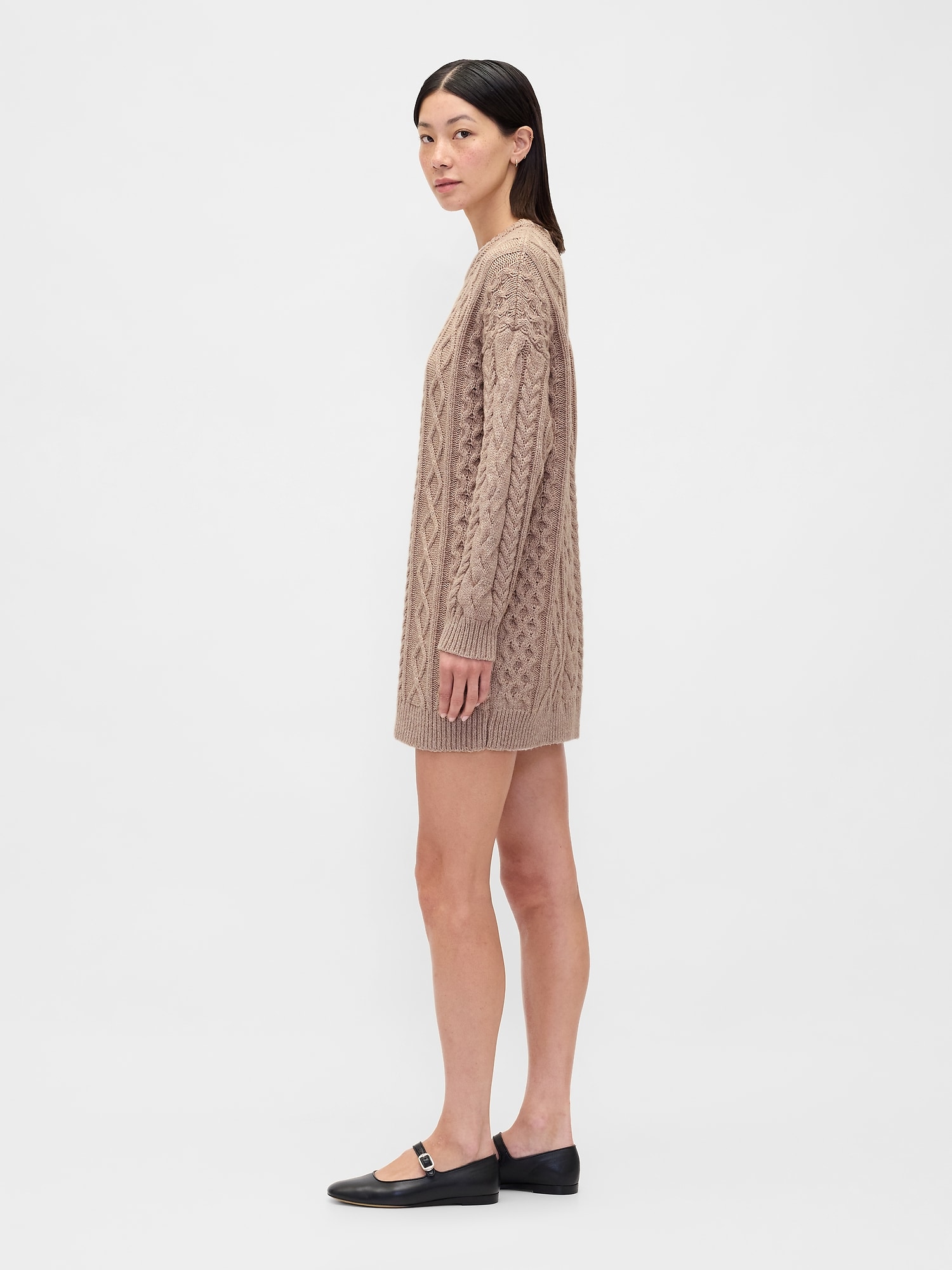 Cable-Knit Mini Sweater Dress
