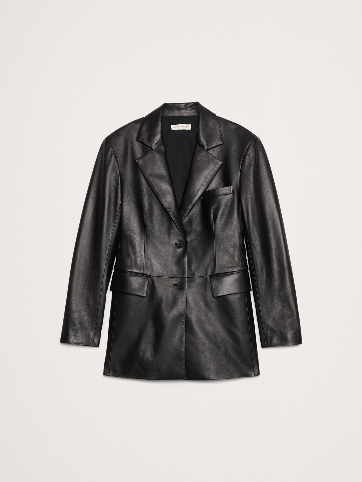 Fitted Leather Blazer