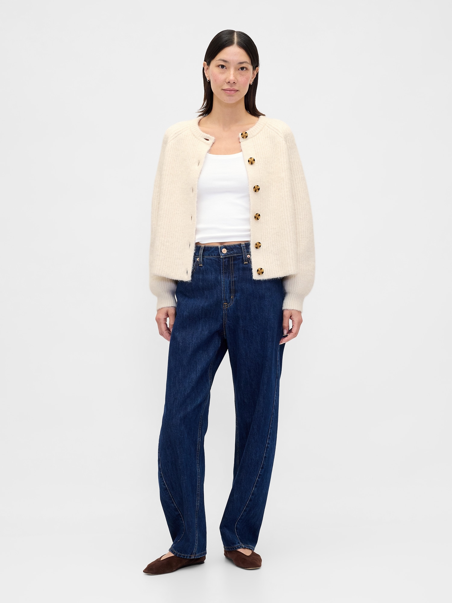 ふわもこ シェーカーステッチ カーディガン-1