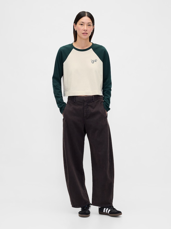 リラックスフィット クロップド GAPロゴTシャツ-1