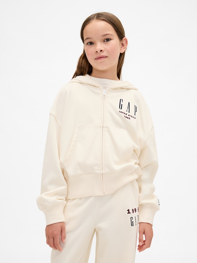 30th アニバーサリー フレンチテリー GAPロゴ ジップアップパーカー (キッズ)-1