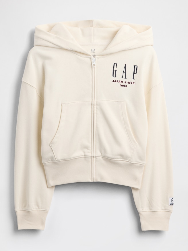 30th アニバーサリー フレンチテリー GAPロゴ ジップアップパーカー (キッズ)-0